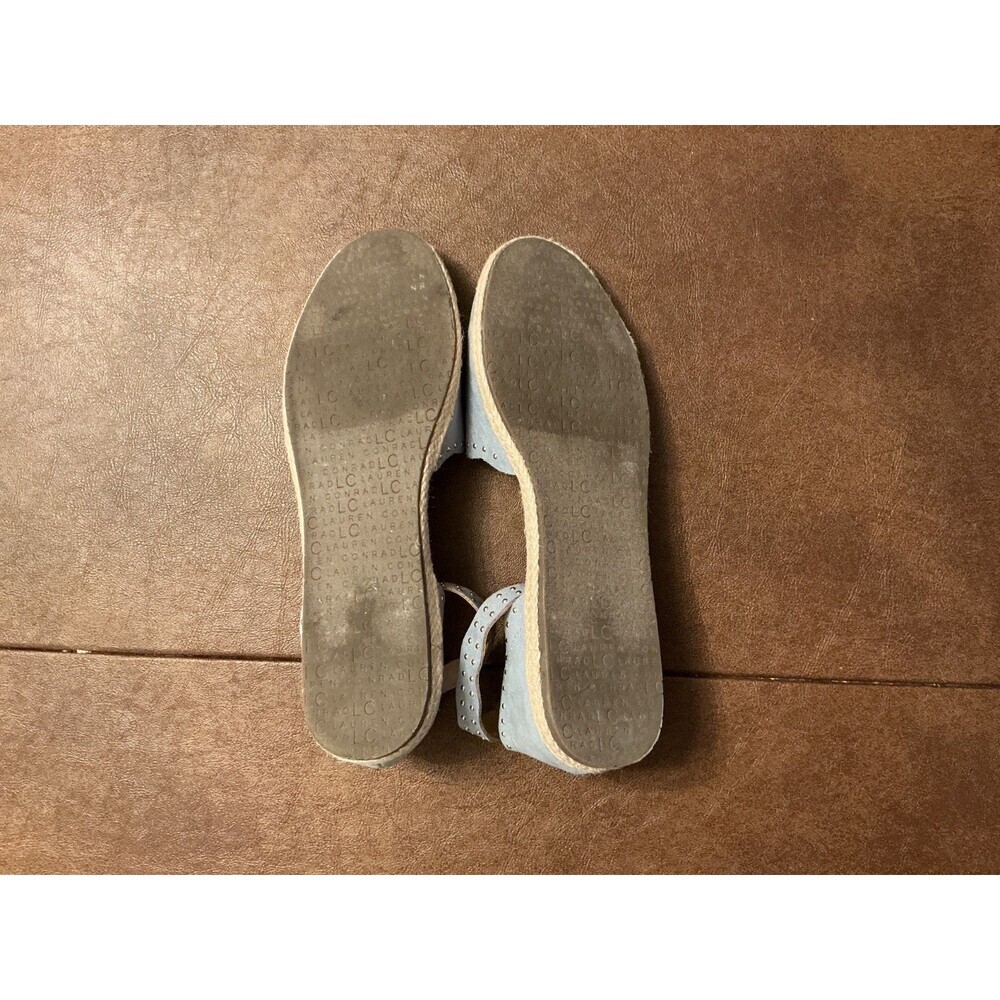 Lauren Conrad Women’s Ankle Strap Flats Sky Blue Gold Stud decor shoes Sz 7 - Picture 7 of 12